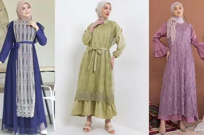 Model Gamis Brokat Modern dengan Desain Terbaru